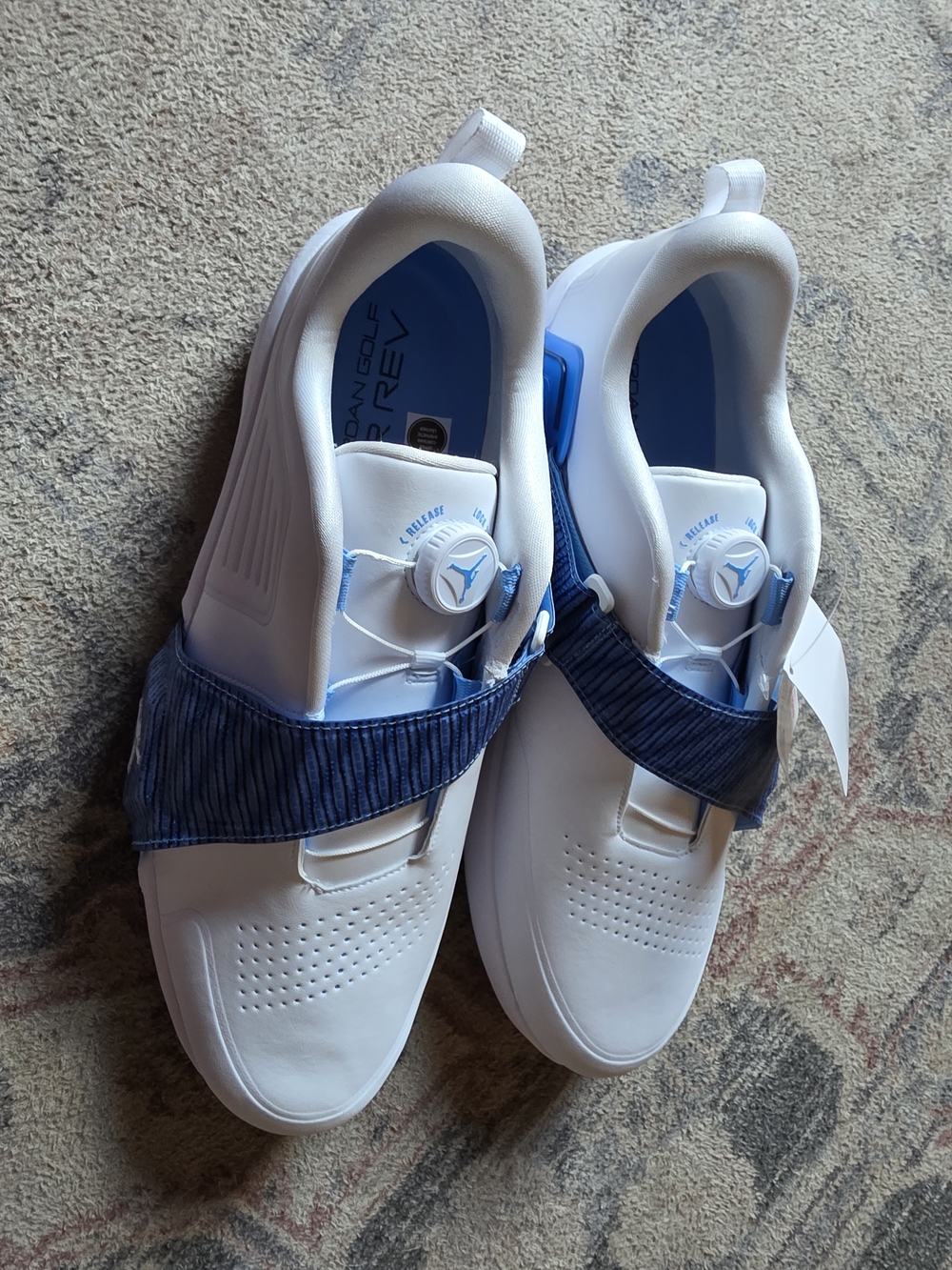 Jordan Men's White and Blue Golf Shoes